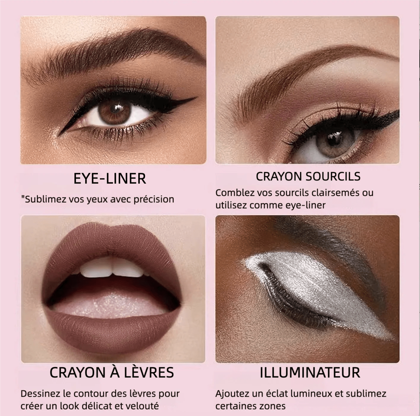 Crayon 4 - En - 1 Multifonction : Lèvres - Yeux - Sourcils - Bingoo